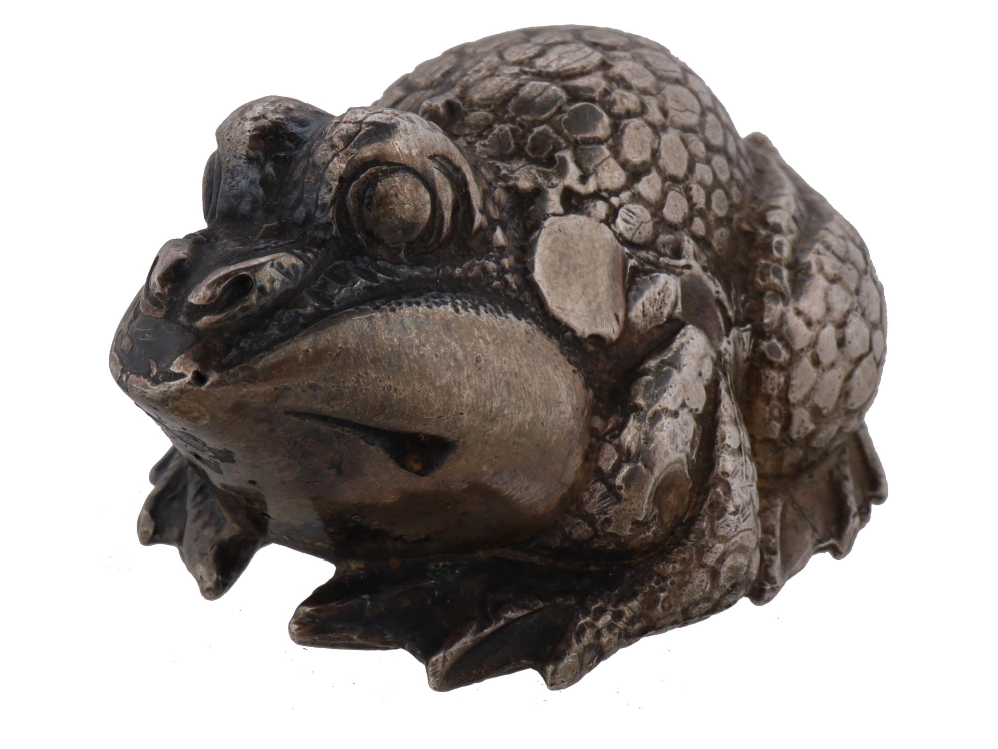 RUSSIAN SILVER PAPERWEIGHT FROG FIGURINE PIC-0